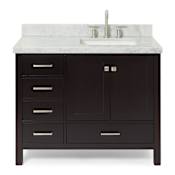 Ariel Cambridge 43" Free Standing Single Basin Vanity Set with Cabinet and Marble Vanity Top Espresso