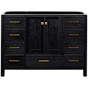 Ariel Cambridge 48" Single Free Standing Vanity Cabinet Only - Less Vanity Top Black Oak / Satin Brass Hardware
