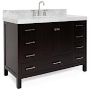 Ariel Cambridge 48" Free Standing Single Basin Vanity Set with Cabinet and Marble Vanity Top Espresso / Italian Carrara Marble Top / Brushed Nickel Hardware