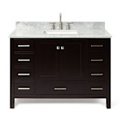 Ariel Cambridge 49" Free Standing Single Basin Vanity Set with Cabinet and Marble Vanity Top Espresso