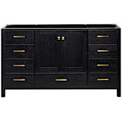 Ariel Cambridge 60" Single Free Standing Vanity Cabinet Only - Less Vanity Top Black Oak / Satin Brass Hardware