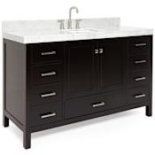 Ariel Cambridge 60" Free Standing Single Basin Vanity Set with Cabinet and Marble Vanity Top Espresso / Italian Carrara Marble Top / Brushed Nickel Hardware