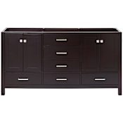 Ariel Cambridge 66" Double Free Standing Vanity Cabinet Only - Less Vanity Top Espresso