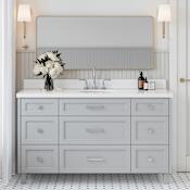 Ariel Monroe 60" Free Standing Single Basin Vanity Set with Cabinet and Quartz Vanity Top Grey