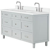 Ariel Monroe 67" Free Standing Double Basin Vanity Set with Cabinet and Quartz Vanity Top Grey / Pure White Quartz Top / Brushed Nickel Hardware