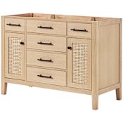 Ariel Camila 48" Single Free Standing Vanity Cabinet - Less Vanity Top Oak / Matte Black Hardware