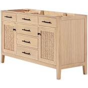 Ariel Camila 60" Single Free Standing Vanity Cabinet - Less Vanity Top Oak / Matte Black Hardware