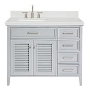 Ariel Kensington 42" Free Standing Single Basin Vanity Set with Cabinet and Quartz Vanity Top Grey / Carrara White