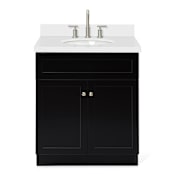 Ariel Hamlet 30" Free Standing Single Basin Vanity Set with Cabinet and Quartz Vanity Top Black / Pure White Top