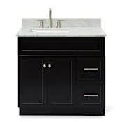 Ariel Hamlet 36" Free Standing Single Basin Vanity Set with Cabinet and Marble Vanity Top Black / Carrara White Top