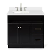 Ariel Hamlet 36" Free Standing Single Basin Vanity Set with Cabinet and Quartz Vanity Top Black / Pure White Top