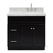 Ariel Hamlet 36" Free Standing Single Basin Vanity Set with Cabinet and Marble Vanity Top Black / Carrara White Top
