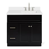 Ariel Hamlet 36" Free Standing Single Basin Vanity Set with Cabinet and Quartz Vanity Top Black / Pure White Top
