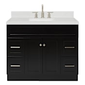 Ariel Hamlet 42" Free Standing Single Basin Vanity Set with Cabinet, Quartz Vanity Top, and Rectangular Bathroom Sink Black