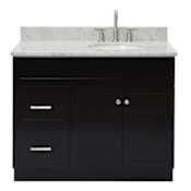 Ariel Hamlet 42" Free Standing Single Basin Vanity Set with Cabinet and Marble Vanity Top Black / Carrara White Top