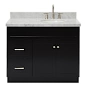 Ariel Hamlet 42" Free Standing Single Basin Vanity Set with Cabinet and Marble Vanity Top Black / Carrara White Top