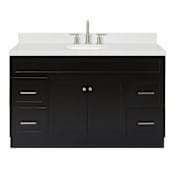 Ariel Hamlet 54" Free Standing Single Basin Vanity Set with Cabinet, Quartz Vanity Top, and Oval Bathroom Sink Black