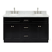 Ariel Hamlet 60" Free Standing Double Basin Vanity Set with Cabinet and Marble Vanity Top Black / Carrara White Top
