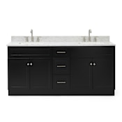 Ariel Hamlet 72" Free Standing Double Basin Vanity Set with Cabinet and Marble Vanity Top Black