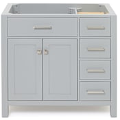 Ariel Bristol 36" Single Free Standing Left Offset Vanity Cabinet Only - Less Vanity Top Grey