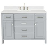 Ariel Bristol 48" Free Standing Single Basin Vanity Set with Cabinet, Quartz Vanity Top, and Oval Sink Grey