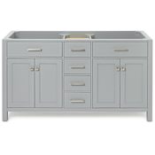 Ariel Bristol 60" Double Free Standing Vanity Cabinet Only - Less Vanity Top Grey