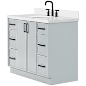 Ariel Kelly 43" Free Standing Single Basin Vanity Set with Cabinet and Quartz Vanity Top Grey / Pure White Quartz Top / Matte Black Hardware