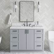 Ariel Kelly 48" Free Standing Single Basin Vanity Set with Cabinet and Quartz Vanity Top Grey