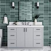Ariel Kelly 54" Free Standing Single Basin Vanity Set with Cabinet and Quartz Vanity Top Grey