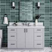 Ariel Kelly 54" Free Standing Single Basin Vanity Set with Cabinet and Carrara White Marble Vanity Top Grey