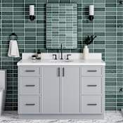 Ariel Kelly 54" Free Standing Single Basin Vanity Set with Cabinet and Quartz Vanity Top Grey