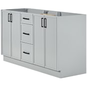 Ariel Kelly 60" Double Free Standing Vanity Cabinet - Less Vanity Top Grey / Matte Black Hardware