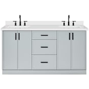 Ariel Kelly 67" Free Standing Double Basin Vanity Set with Cabinet and Quartz Vanity Top Grey / Pure White Quartz Top / Matte Black Hardware