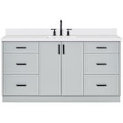 Ariel Kelly 67" Free Standing Single Basin Vanity Set with Cabinet and Quartz Vanity Top Grey / Pure White Quartz Top / Matte Black Hardware