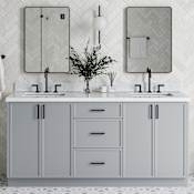 Ariel Kelly 72" Free Standing Double Basin Vanity Set with Cabinet and Quartz Vanity Top Grey