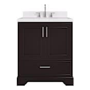 Ariel Stafford 30" Free Standing Single Basin Vanity Set with Cabinet, Quartz Vanity Top, and Oval Sink Espresso