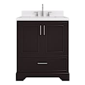 Ariel Stafford 30" Free Standing Single Basin Vanity Set with Cabinet, Quartz Vanity Top, and Rectangular Sink Espresso