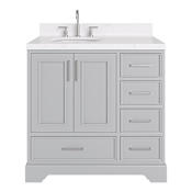Ariel Stafford 36" Free Standing Single Basin Vanity Set with Cabinet, Quartz Vanity Top, and Oval Sink Grey