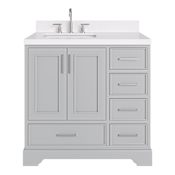 Ariel Stafford 36" Free Standing Single Basin Vanity Set with Cabinet, Quartz Vanity Top, and Rectangular Sink Grey