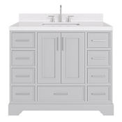 Ariel Stafford 42" Free Standing Single Basin Vanity Set with Cabinet, Quartz Vanity Top, and Rectangular Sink Grey