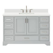 Ariel Stafford 54" Free Standing Single Basin Vanity Set with Cabinet and Quartz Vanity Top Grey