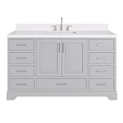 Ariel Stafford 60" Free Standing Single Basin Vanity Set with Cabinet, Quartz Vanity Top, and Rectangular Sink Grey