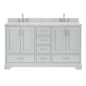 Ariel Stafford 60" Free Standing Double Basin Vanity Set with Cabinet and Marble Vanity Top Grey