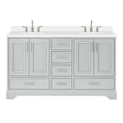 Ariel Stafford 60" Free Standing Double Basin Vanity Set with Cabinet and Quartz Vanity Top Grey