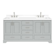 Ariel Stafford 72" Free Standing Double Basin Vanity Set with Cabinet and Quartz Vanity Top Grey