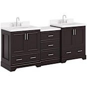 Ariel Stafford 85" Free Standing Double Basin Vanity Set with Cabinet and Quartz Vanity Top Espresso / Carrara White Quartz Top / Brushed Nickel Hardware