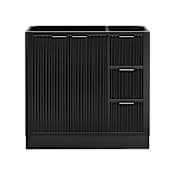 Ariel Milan 36" Single Free Standing Left Offset Vanity Cabinet Only - Less Vanity Top Black / Brushed Nickel Hardware