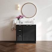 Ariel Milan 36" Free Standing Single Basin Vanity Set with Cabinet and Quartz Vanity Top Black / Carrara White Quartz Top / Brushed Nickel Hardware