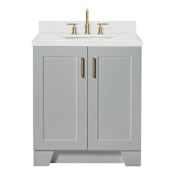 Ariel Taylor 30" Free Standing Single Basin Vanity Set with Cabinet, Quartz Vanity Top, and Oval Bathroom Sink Grey