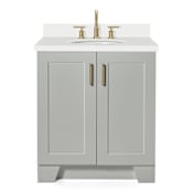 Ariel Taylor 30" Free Standing Single Basin Vanity Set with Hardwood Cabinet, Quartz Vanity Top, and Oval Bathroom Sink Gray